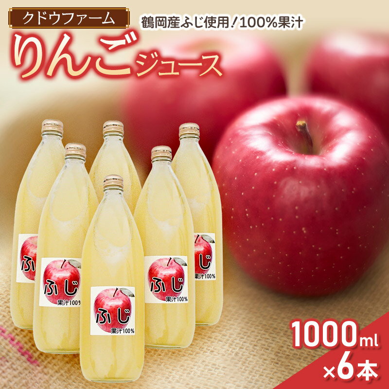 【ふるさと納税】鶴岡産ふじ りんごジュース1L×6本入　クドウファーム