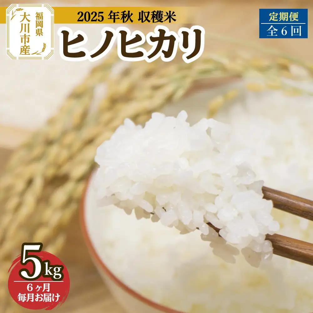 全6回定期便 福岡県大川市産ヒノヒカリ(2025年秋収穫のお米)5kg×6回