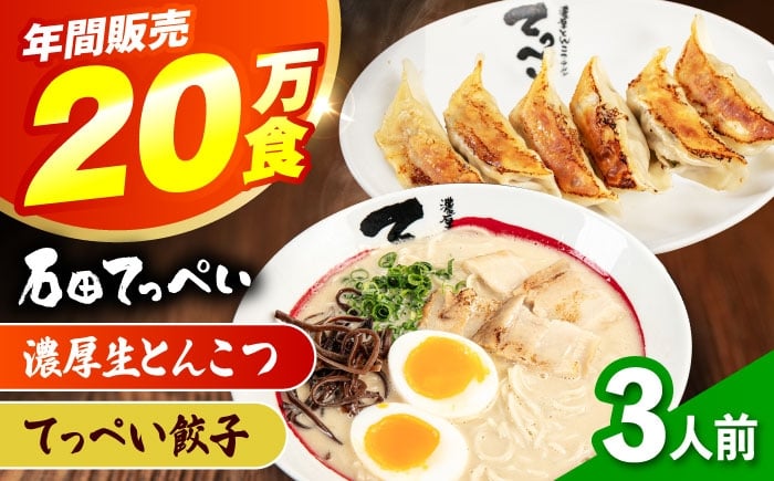 
            石田てっぺい 濃厚とんこつラーメン＆てっぺい餃子 3人前セット 冷凍 餃子 ギョーザ ラーメン 豚骨ラーメン 惣菜 おかず 国産 大阪府高槻市/無人屋 [AOCX031]
          