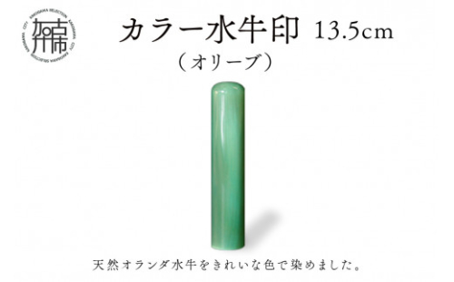 カラー水牛印【天然オランダ水牛】(オリーブ)13.5mm【2407S09806】