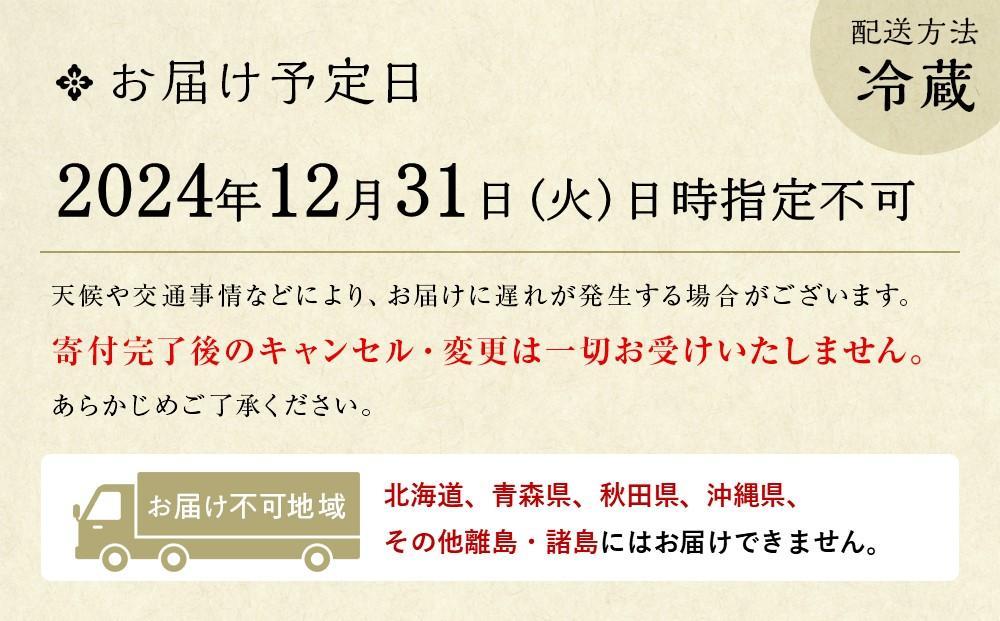 【京料理清和荘】特製おせち料理一段重（2～3人前）