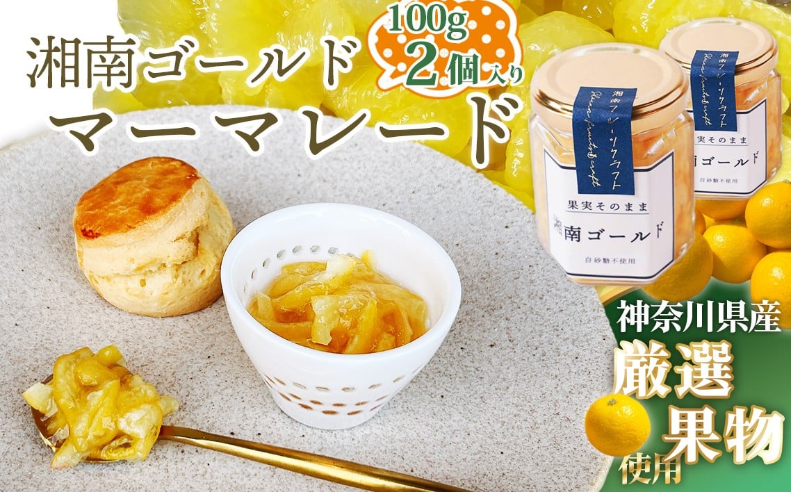 
            湘南ゴールドマーマレード100g×2個 ／ 柑橘 ビタミンC 爽やか ママレード 人気 加工食品 手作り 白砂糖不使用 ペクチン不使用 フルーツスプレッド コンフィチュール トッピング 神奈川県産果物 神奈川県 果実感  柑橘ジャム 朝食トースト ヨーグルト お土産 ギフト 加工食品 No.082
          