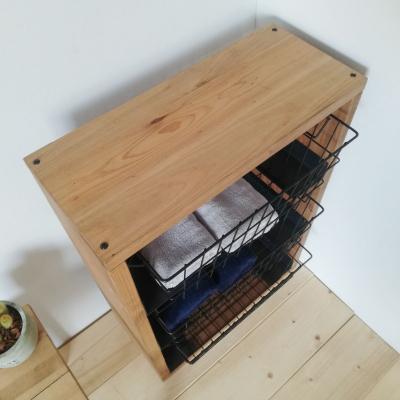 ふるさと納税 守口市 大きなワイヤーバスケットを使ったコンパクトシェルフ ナチュラル W約470×H約650×D約200 |  | 01