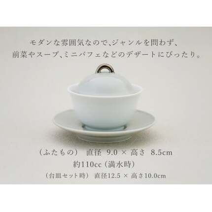 有田焼 台皿付き 蒸し碗 セット（アクアつまみ銀）【田清窯】食器 器 うつわ 蓋物 茶碗蒸し 食器 蒸し碗 お祝い ペア ふたもの 50000円 5万円 A50-293_イメージ4