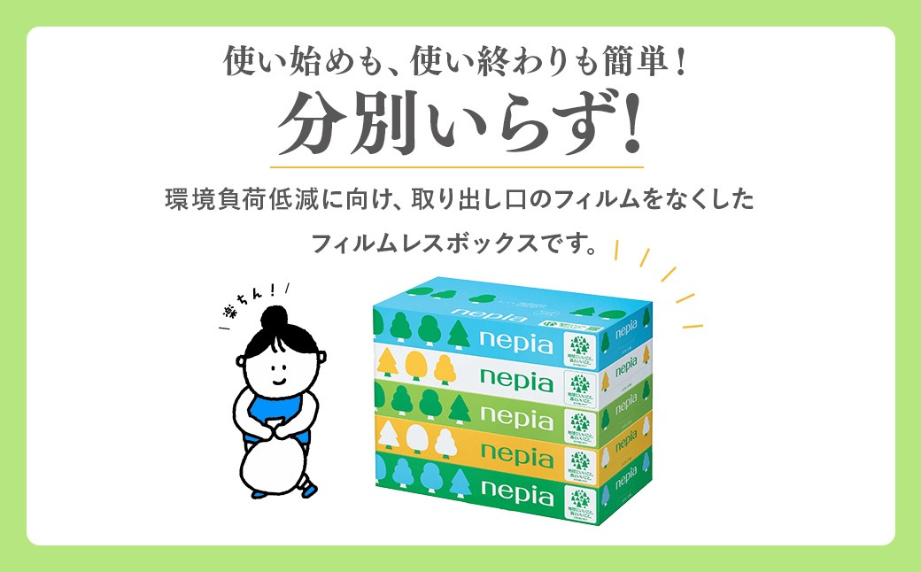★家計応援★【年内配送】ネピアティシュ フィルムレス 120組　5箱×18パック