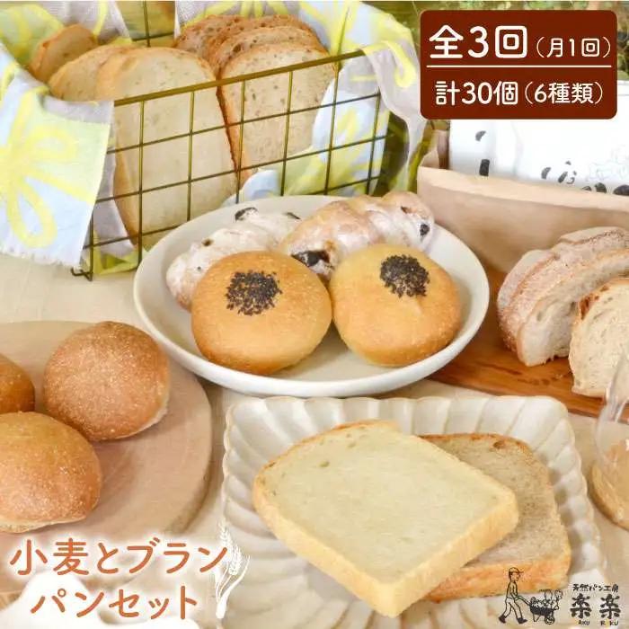 【 全3回 定期便 】栽培期間 農薬 科学肥料 不使用 小麦 と ブラン の パン セット ( 卵 / 乳製品 不使用 )《糸島》【天然パン工房楽楽】【いとしまごころ】[AVC018]
