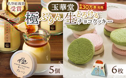 ＜名誉総裁賞受賞＞とろける玉華堂の極ぷりん5個ととろける生チョコクッキー6枚セット【1560981】