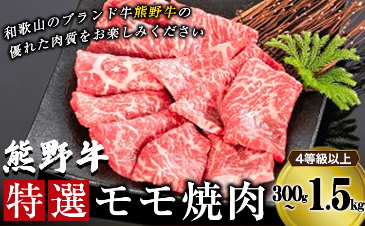 
                  「熊野牛」特選モモ焼肉 300g 600g 900g 1.2kg 1.5kg 4等級以上 株式会社松源《30日以内に出荷予定(土日祝除く)》和歌山県 日高町　選べる 牛肉
                