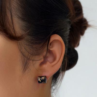 ふるさと納税 小浜市 若狭塗 ピアス【BLOMINA】漆黒 |  | 01