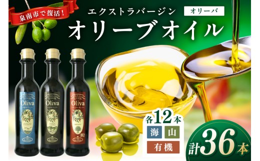 EXオリーブオイル オリーバ 海・山・オーガニック 3種36本セット【026A-001】