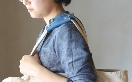 【minca】 栃木レザーのバッグ持ち手カバー2個セット 重さ軽減や汚れ防止 エコバックやキャンバスバッグの持ち手にも/ハンドルカバー/2個セット/ブルー　633