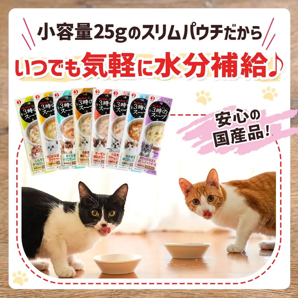 《キャットフード》3時のスープ サーモン添え 海鮮ポタージュ風※ポスト投函〔LE-3310〕_(都城市) キャットフード サーモン添え 海鮮ポタージュ風 南九州産鶏肉 スープタイプ スリムパウチ 水分