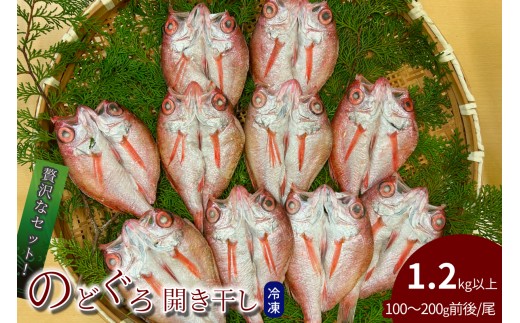 のどぐろ開き干し 1.2kg以上 1尾100g～200g前後 のどぐろ アカムツ 干物 個包装 贈答 ギフト 冷凍 【176_1789】