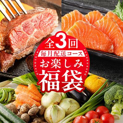 ふるさと納税 泉佐野市 【毎月定期便】泉佐野 お楽しみ福袋(牛肉 ステーキ 海鮮 サーモン 野菜)全3回