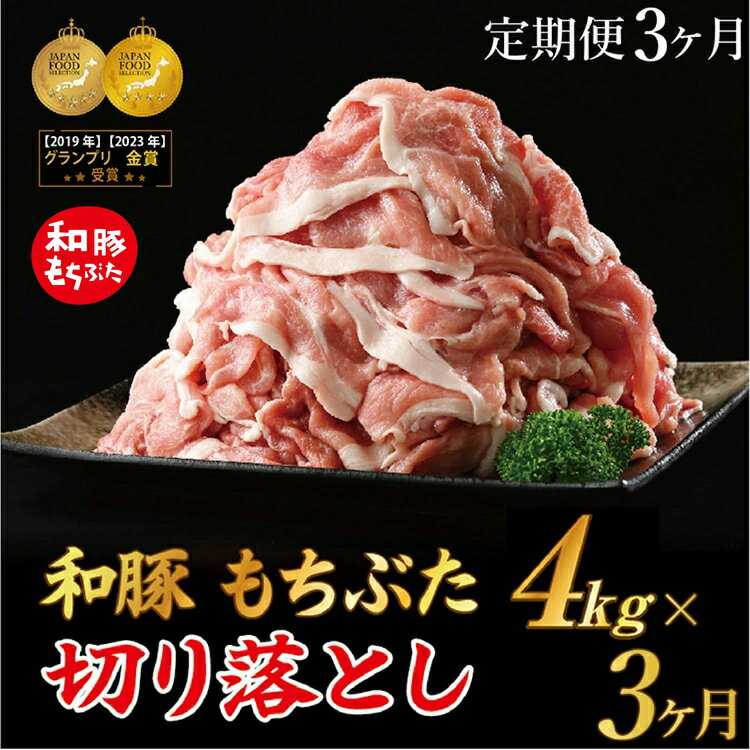 【ふるさと納税】【定期便3ヶ月】和豚もちぶた 切り落し4キロセット（400g×10パック） 豚肉定期便 国産 肉 豚肉 冷凍 小分け※着日指定不可