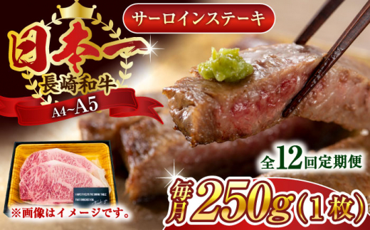 【全12回定期便】【A4～A5】長崎和牛サーロインステーキ　250g（250g×1枚）【株式会社 MEAT PLUS】 [QBS071]