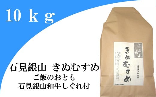 「きぬむすめ」（精米10kg）とご飯のおとも「石見銀山和牛しぐれ」【きぬむすめ 10kg お米 精米 和牛しぐれ 50g×2袋 島根県産 大田市産 米 肉 牛肉】