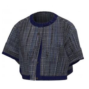 【リボン織×MIZEN】ショートシャツブルゾン レディス 絹紐織 黒ミントグリーン【1655211】