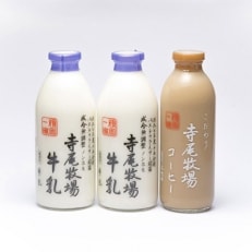 寺尾牧場のこだわり濃厚牛乳(ノンホモ牛乳)2本とコーヒー1本の合計3本セット【美浜町】
