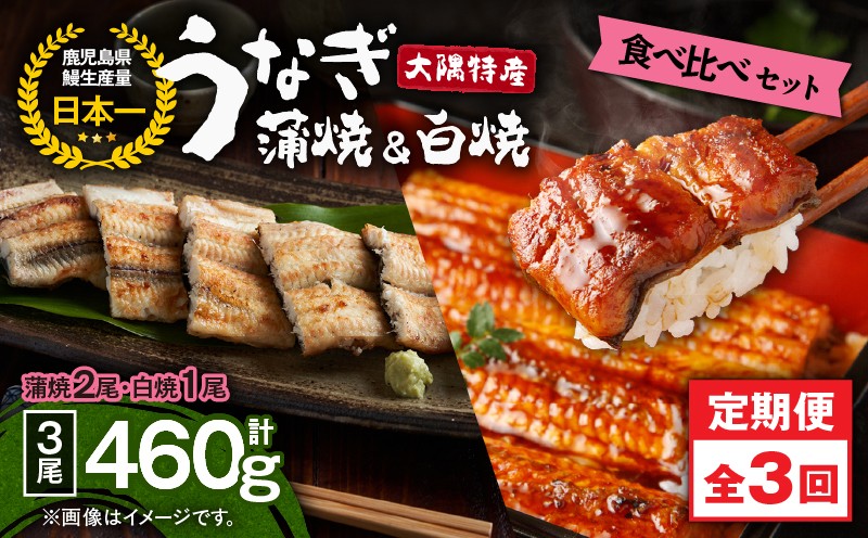 
                  2491 【全3回定期便】大隅特産うなぎ蒲焼 2尾（340g）・白焼 1尾（120g）食べ比べセット　KN060-T15
                