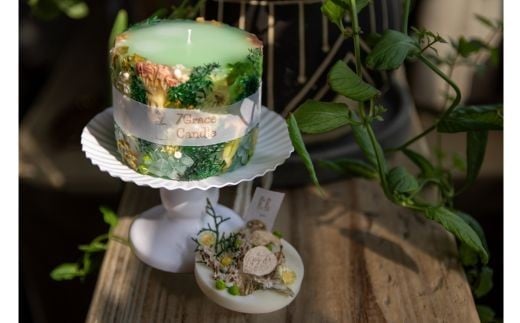 ボタニカルキャンドルとアロマサシェのセット グリーン / インテリア 雑貨 ドライフラワー ハンドメイド プレゼント ギフト