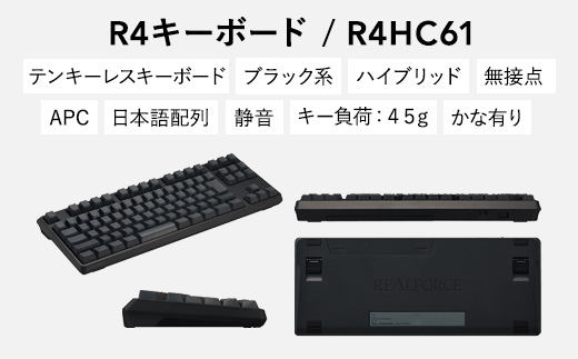 東プレ REALFORCE R4 プロのためのプレミアムキーボード 日本語配列 テンキーレス 45g かな有 黒 (型式：R4HC61)