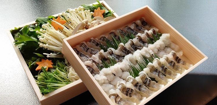 期間限定 鱧しゃぶセット 4～5人前（特製スープ・野菜付）＜丹波四季菜料理 宮本屋＞｜ハモ はも ※配送不可地域あり