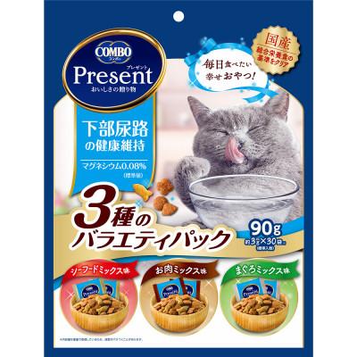 ふるさと納税 袋井市 【キャットフード】日本ペットフード　コンボプレゼント猫おやつ　下部尿路3種バラエティP　90g×15