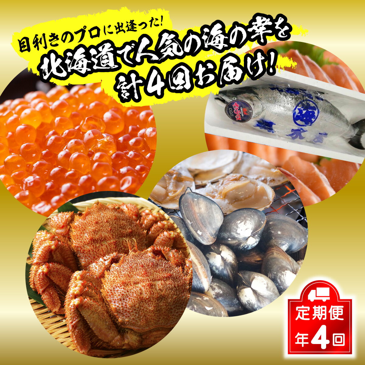 【ふるさと納税】 ＜ 定期便 4回 ＞ 北海道産 海の幸 毛ガニ ホッキ サクラマス いくら イクラ カニ かに 毛蟹 蟹 北寄 貝 さくらます ます マス 本マス さけ サケ 鮭卵 魚卵 旬 魚貝 海鮮 海産物 魚介 海産物 冷蔵 冷凍 北海道 新ひだか町 ＜ 予約受付 ＞