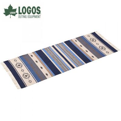 ふるさと納税 城陽市 LOGOS コットンラグ (240×90cm)ブルー 雰囲気あるアウトドアシーンに 71809757