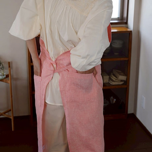 麻エプロン made by fabric diary【HT02W】 エプロン 麻 リネン シンプル フリーサイズ