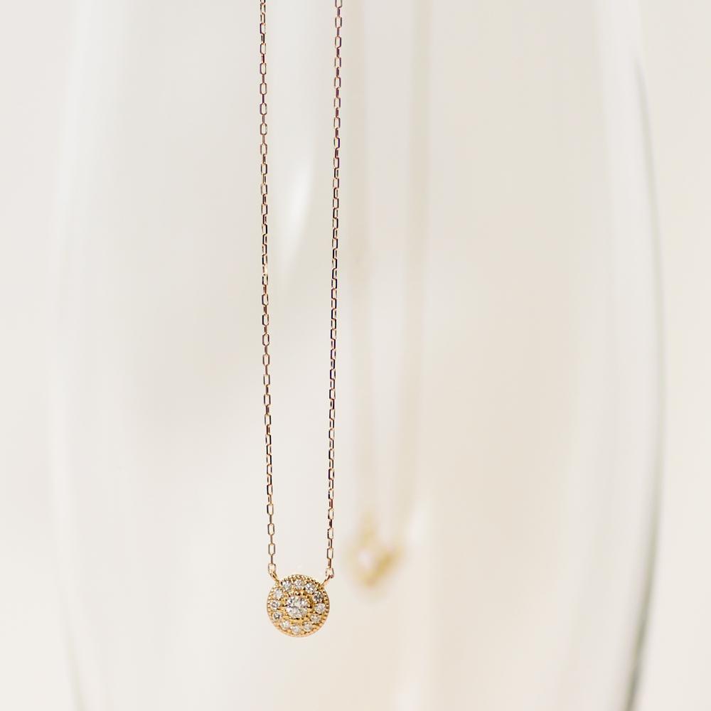 【ふるさと納税】【K10イエローゴールド ラボダイヤモンドネックレス】0.093ct 豪華なメレの輝きが美しい サークルデザイン 長さ40cm　K10-N003