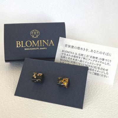 ふるさと納税 小浜市 若狭塗 ピアス【BLOMINA】漆黒 |  | 03