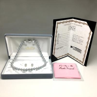 ふるさと納税 志摩市 アコヤ真珠ネックレス・ピアスセット  8.0〜8.5ミリ　ブルーグレー系  鑑別書付き |  | 03