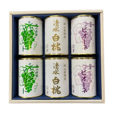 ふるさと納税 岡山市 清水白桃とピオーネとシャインマスカット6缶セット