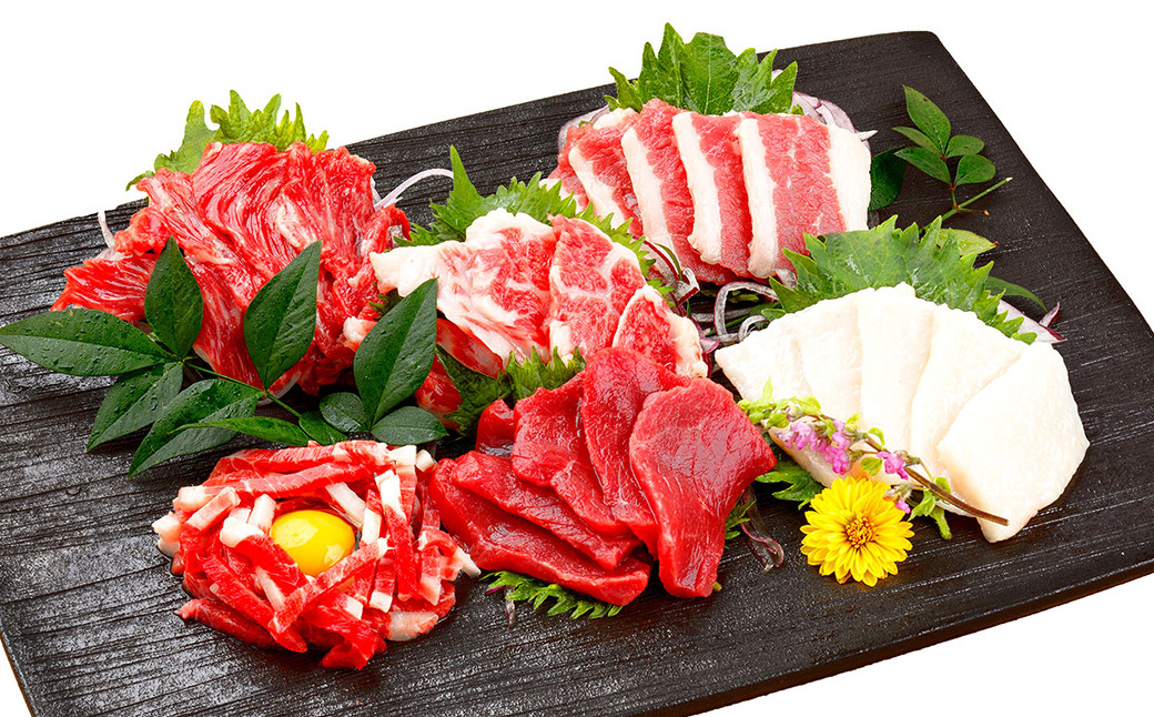 
            国産 熊本 馬刺し 6種 馬刺し 食べ比べ セット 合計280g 上赤身 霜降り 中トロ たてがみ ふたえご ユッケ お取り寄せ
          