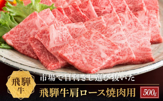 飛騨牛 肩ロース 焼肉用 500ｇ|国産牛 黒毛和牛 和牛 肉 ブランド 飛騨高山 飛騨農協 CP004