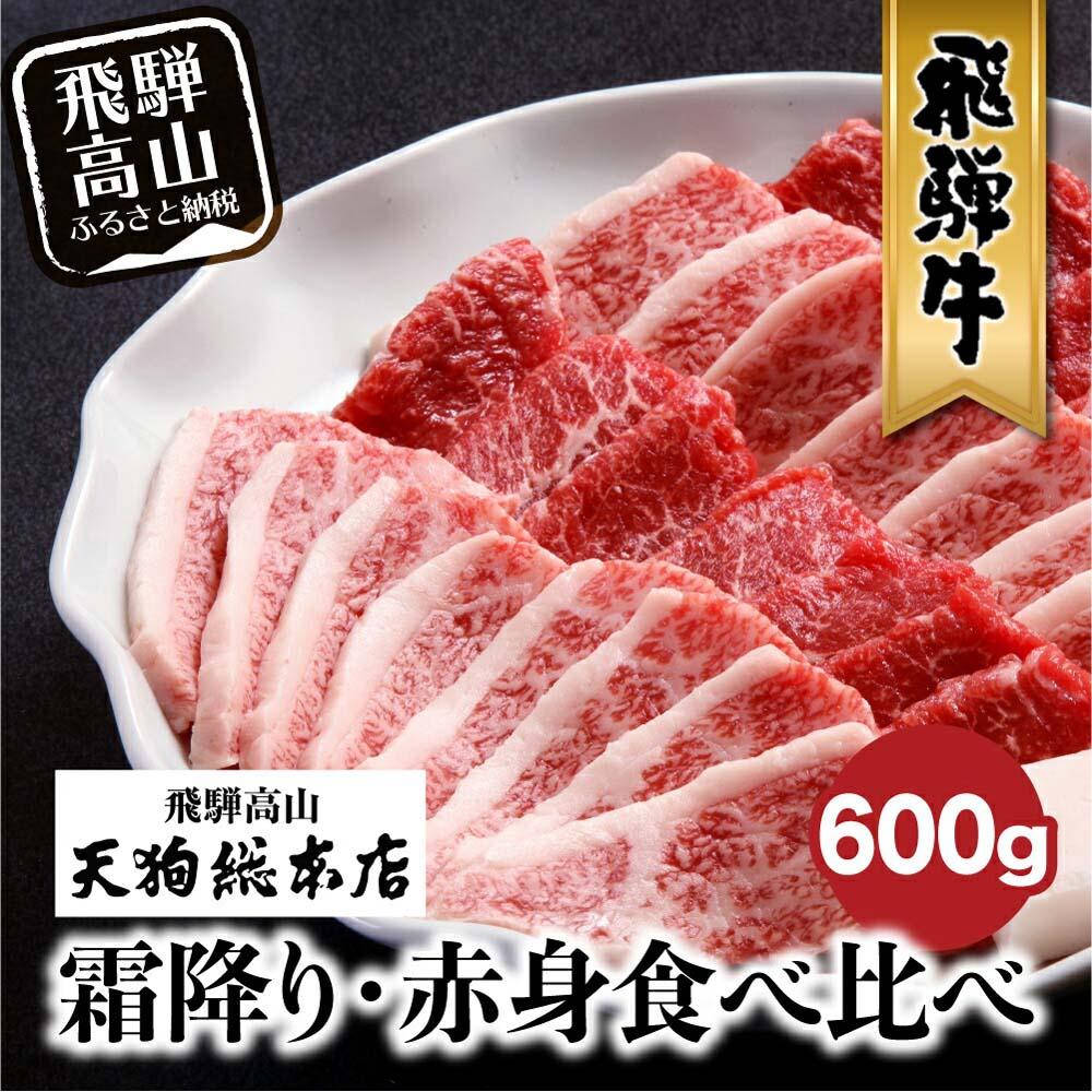 【ふるさと納税】A5等級 飛騨牛 焼肉用 霜降り・赤身 食べ比べ 600g | A5 盛り合わせ 焼き肉 雌牛 黒毛和牛 和牛 牛肉 牝牛 バーベキュー キャンプ 焼肉セット 肉 熨斗 のし 焼肉セット 飛騨高山 天狗総本店 BP007