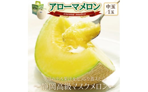 ＜通年出荷＞アローマメロン(中玉)1玉入＜静岡高級マスクメロン＞_ メロン めろん アローマメロン 化粧箱 1玉 果物 くだもの フルーツ デザート 甘い 贈答 ギフト プレゼント 産地直送 静岡県 送料無料 【1447114】