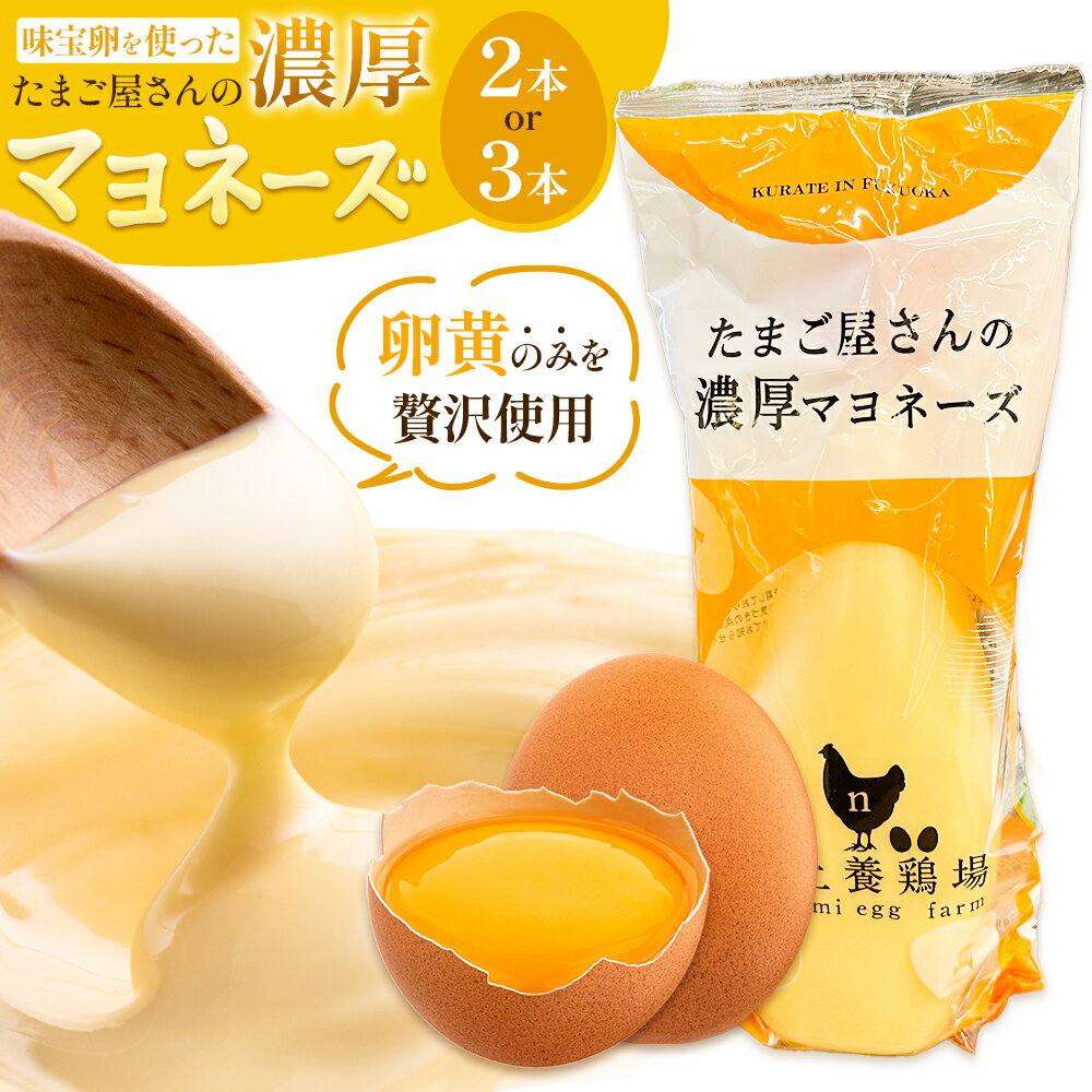 【ふるさと納税】味宝卵 使用 卵黄のみ たまご屋さんの 濃厚 マヨネーズ 300g 選べる 2本 3本 野上養鶏場《60日以内に出荷予定(土日祝除く)》福岡県 鞍手町 味宝卵 卵黄 濃厚 マヨネーズ マヨ サラダ ディップ トースト 万能 調味料