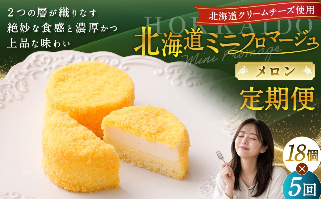 
            【5回定期便】 北海道ミニフロマージュ （メロン） 約900g×5回 合計約4.5kg ミニフロマージュ フロマージュ チーズケーキ ケーキ スイーツ 洋菓子 冷凍 北海道 小樽市
          
