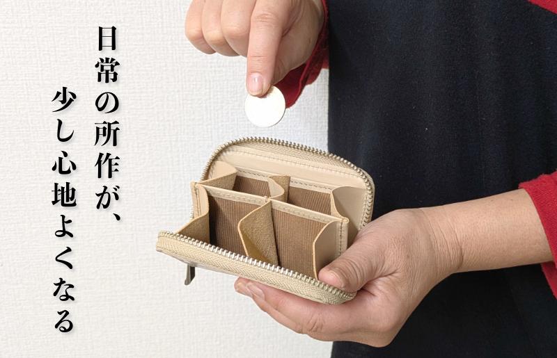 板谷革工房 本革小銭入れ「整然の手仕事」〈4仕切り・小銭整理〉（ベージュ） 099H4373