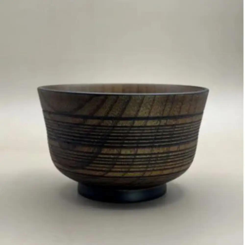 線面汁椀 黒漆
