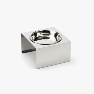 1067 ペットフードスタンド 猫用 食器台 ステンレス製 平行タイプ ステンレス食器皿 シングルスタンド PT10-02B-1