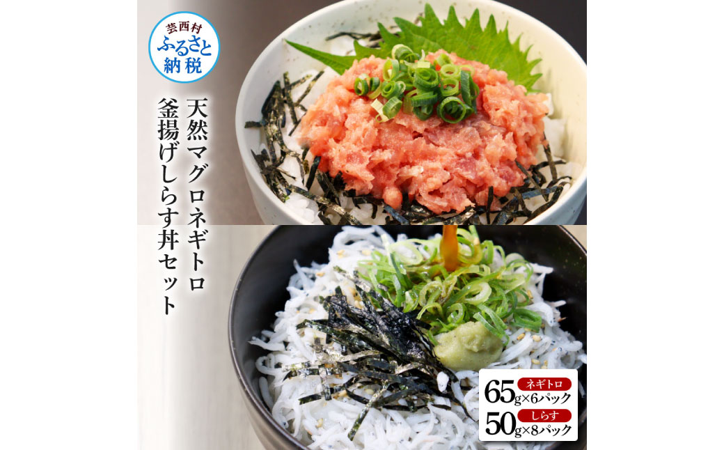 【CF-R5oni】KGP037　高知県産釜揚げしらす（8P）と天然マグロのタタキ丼（6P）セット（小分け）