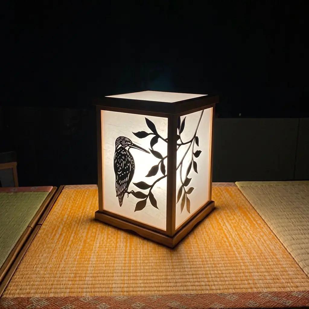 切り絵のあんどん カワセミ 笹木木工 切り絵のあんどん 【電源コード付き】