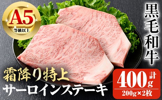 鹿児島県産A5等級以上黒毛和牛・霜降り特上サーロインステーキ 計400g(200g×2枚) 鹿児島県産 黒毛和牛 ステーキ【ビーフ倉薗】B172