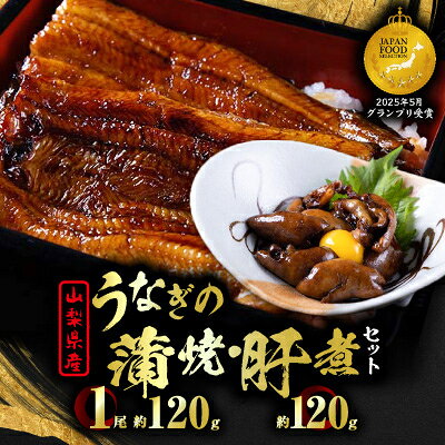 【ふるさと納税】【セット】山梨県産富士山脈の地下水 うなぎの蒲焼[1尾約120g]+肝煮[約60g×2袋]【配送不可地域：離島】【1728509】