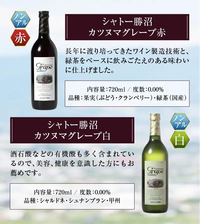 ワイン 【ノンアルコールワイン】カツヌマグレープ赤白・計4本セット B2-704 （KBO）