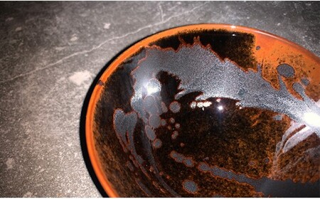 A30-108 井上祐希作 天目銀滴飯碗（中）井上萬二窯